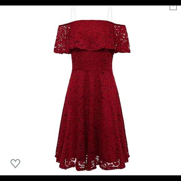 NEW DKBAYA RED FLORAL LACE OFF SHOULDER DRESS NWT - Picture 3 of 6